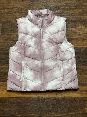 Aeropostale Pale Pink tie dye Quilted Down Puffer Vest